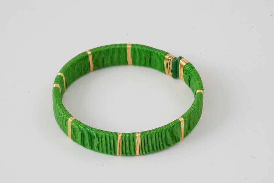 Juaca Cuff - 24KGP Bronze + Green Werregue Palm Fiber