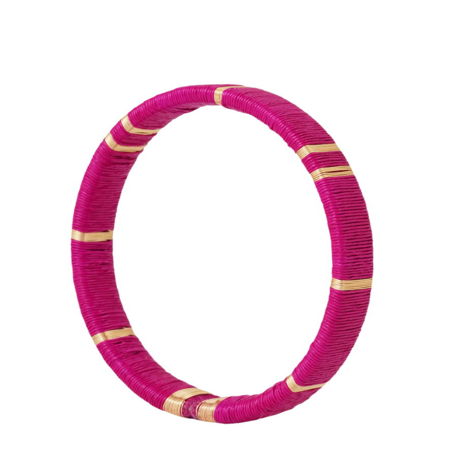 Juaca Cuff - 24KGP Bronze + Pink Werregue Palm Fiber