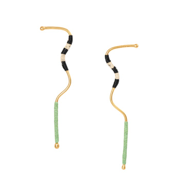 Malik Drop Earrings - 24KGP + Mint Werregue Palm Fiber