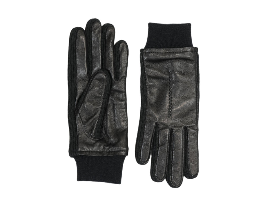 Nappa Leather Glove with Rib Knit - Black (S/M)