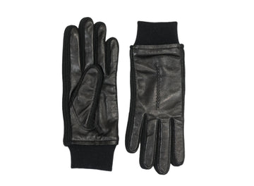 Nappa Leather Glove with Rib Knit - Black (M/L)