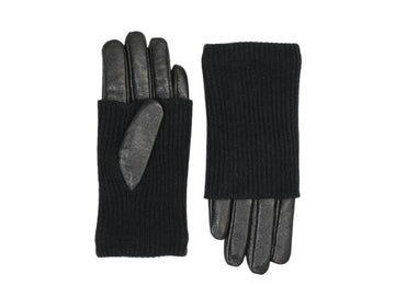 Nappa Leather Glove with Cashmere Overlay & Lining - Black (S/M)