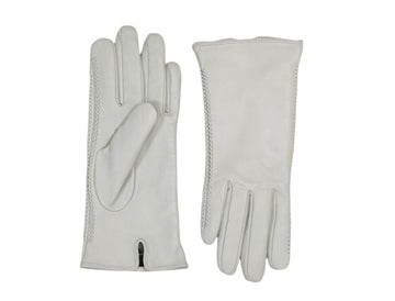 Nappa Leather Glove with Braided Seam Details & Cashmere Lining - Fog (M/L)