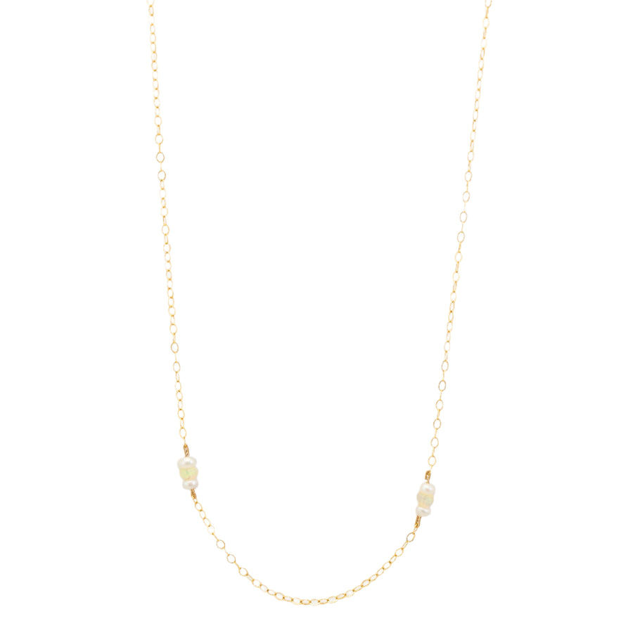 Delicate Chain with Pearl & Opal Necklace