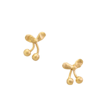 Brass Cherries Stud Earrings