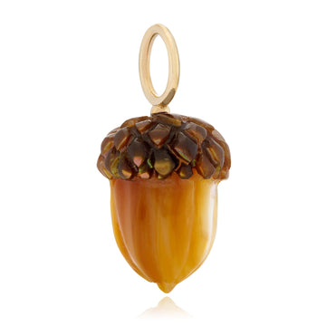 Golden Mother of Pearl Acorn Charm