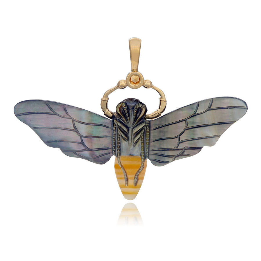 14k Gold Death's Head Hawk Moth Pendant