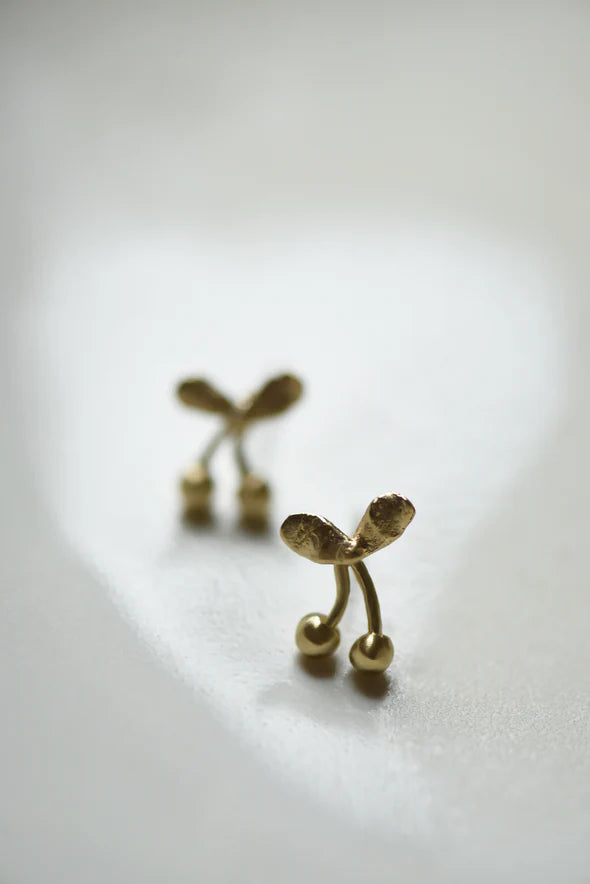 Brass Cherries Stud Earrings