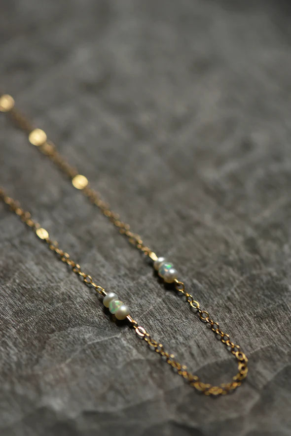 Delicate Chain with Pearl & Opal Necklace