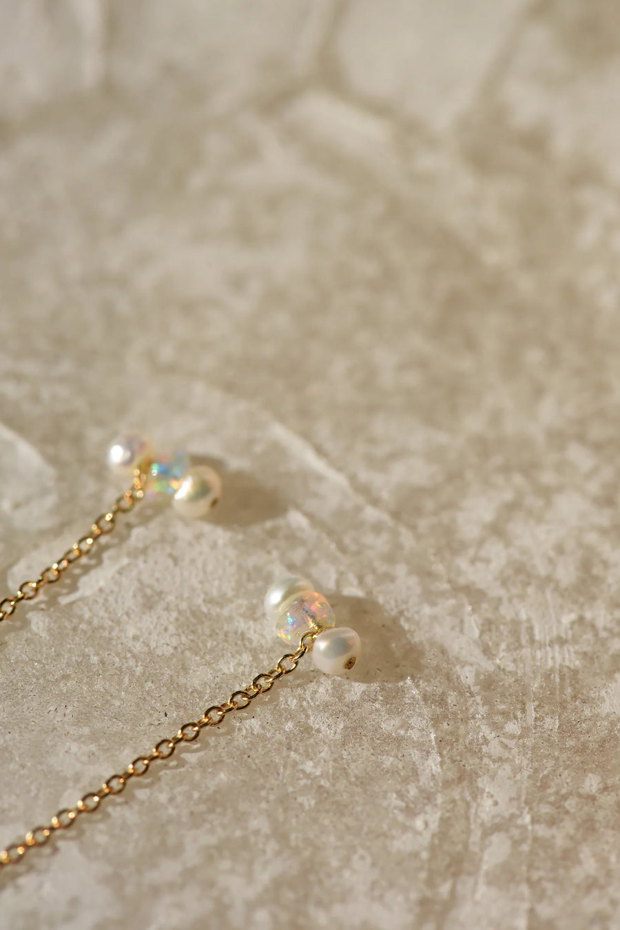 Opal & Pearl Threader Earrings - 14K Gold Fill