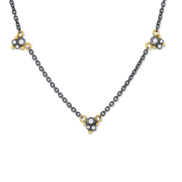 DYLAN NECKLACE - 24K Yellow gold, Oxidized Sterling Silver and Diamonds.