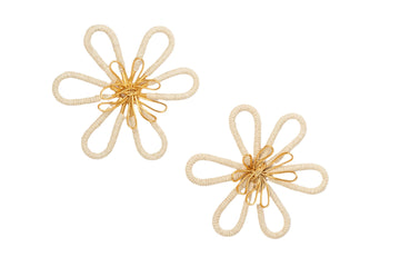 Dalia Maxi Studs - 24KGP Bronze + Natural Werregue Palm Fiber