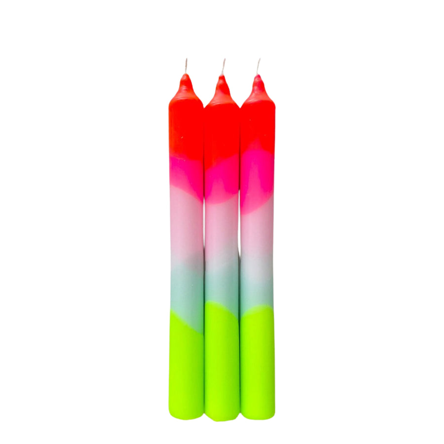 Dip Dye Pillar Candle - Neon Lollipop
