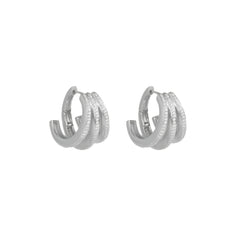 Dauphine Pave Hoop Earrings - Silver