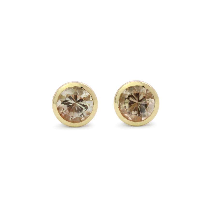 Sunstone Bezel Set Stud Earrings