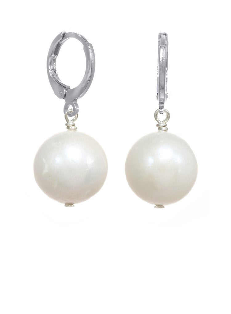 SMALL WHITE BAROQUE PEARL EARRINGS - SILVER