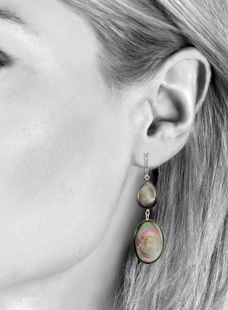 TAHITIAN MOTHER OF PEARL LEVERBACK EARRINGS