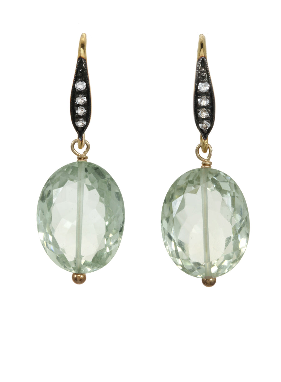 CUSHION CUT GREEN AMETHYST earrings