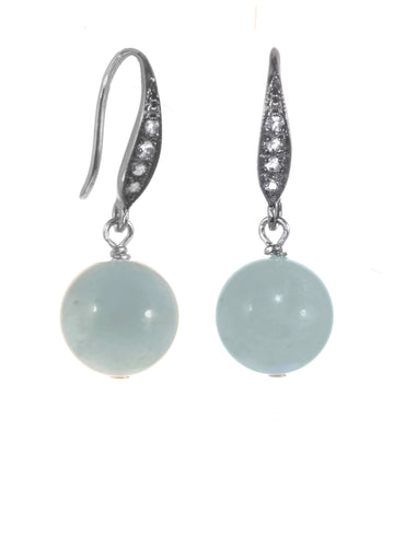 SMOOTH AQUAMARINE BALL EARRINGS