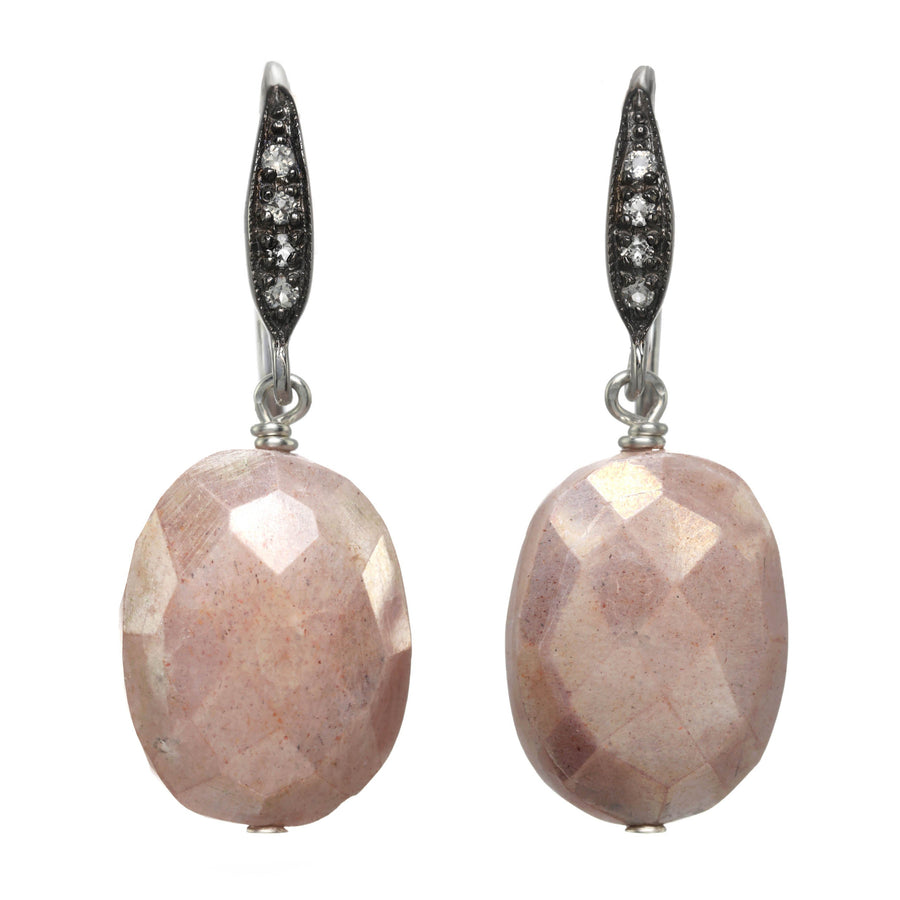 Coated Peach Moonstone Earrings