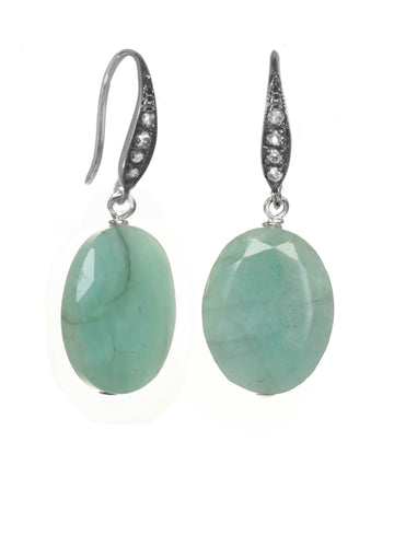 Ltd. Edition Cushion Cut Emerald Earrings with White Sapphires