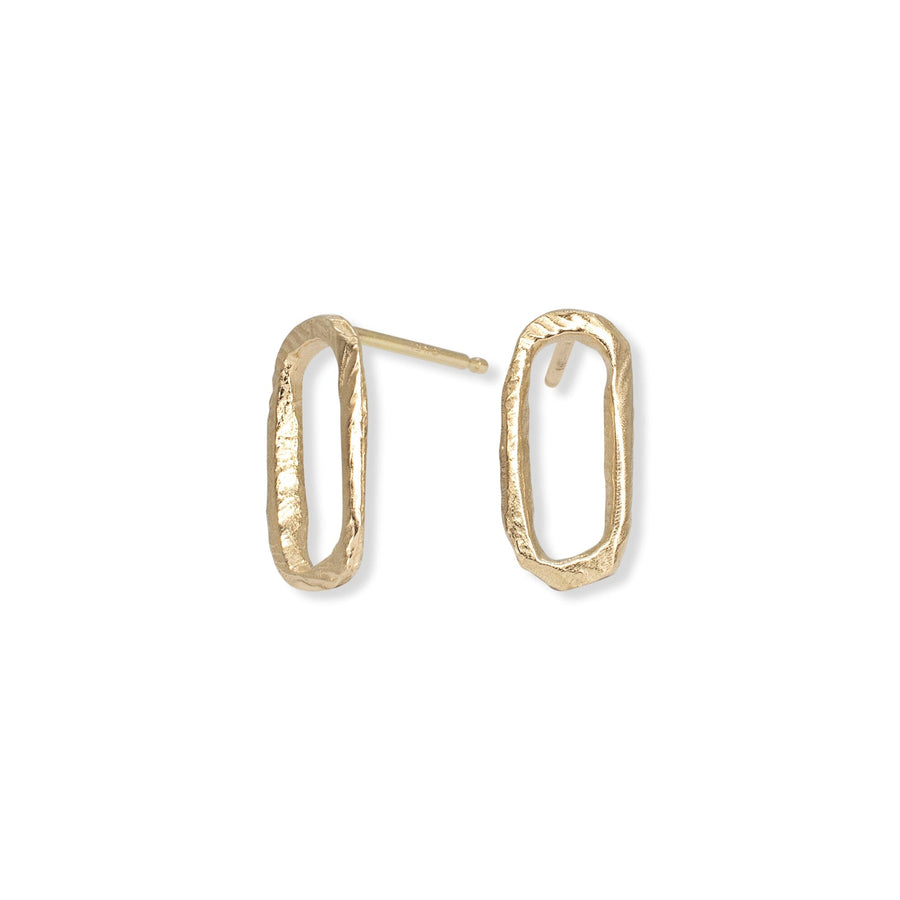 SMALL GOLD TEXTURED PAPERCLIP LINK EARRINGS