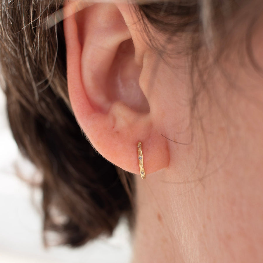 Small Carved diamond Hoop Earrings