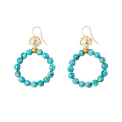 Coral Crown Hoop Earrings Turquoise