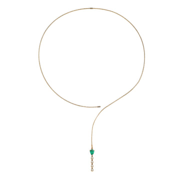 Emerald and Diamond Line Drop Necklace