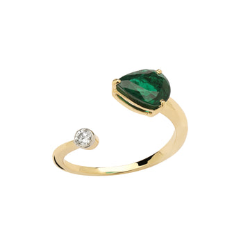 Emerald Diamond Solitaire Ring - 18KG