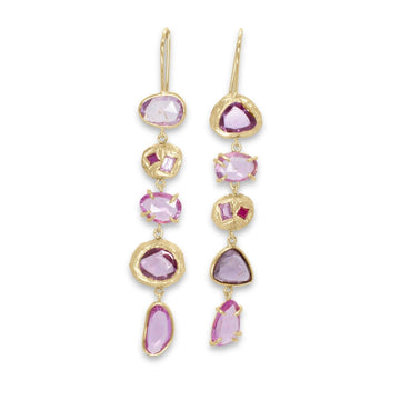 5-Drop  Pink Sapphire & Ruby Earrings