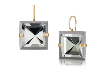 Large FACETS Drop Wire Earrings- Crystal