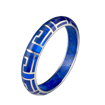 Tanzanite Frieze Bangle - Rhodium Plated Brass & Resin