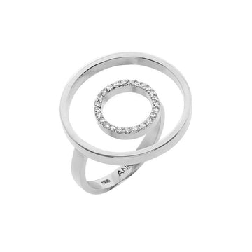 18k White Gold with Diamonds Floating Ring