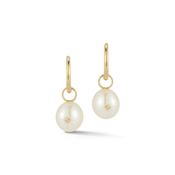 Diamond Studded Baroque Pearl Drop Earrings