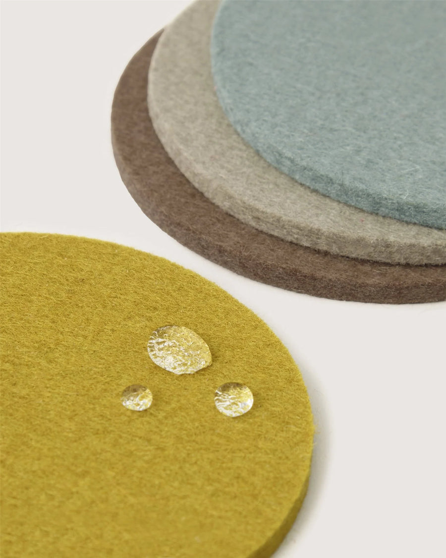 Bierfilzl Merino Wool Round Coaster Multi 4 Pack - London Fog