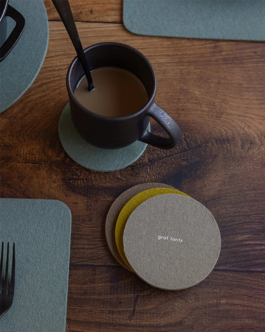 Bierfilzl Merino Wool Round Coaster Multi 4 Pack - London Fog