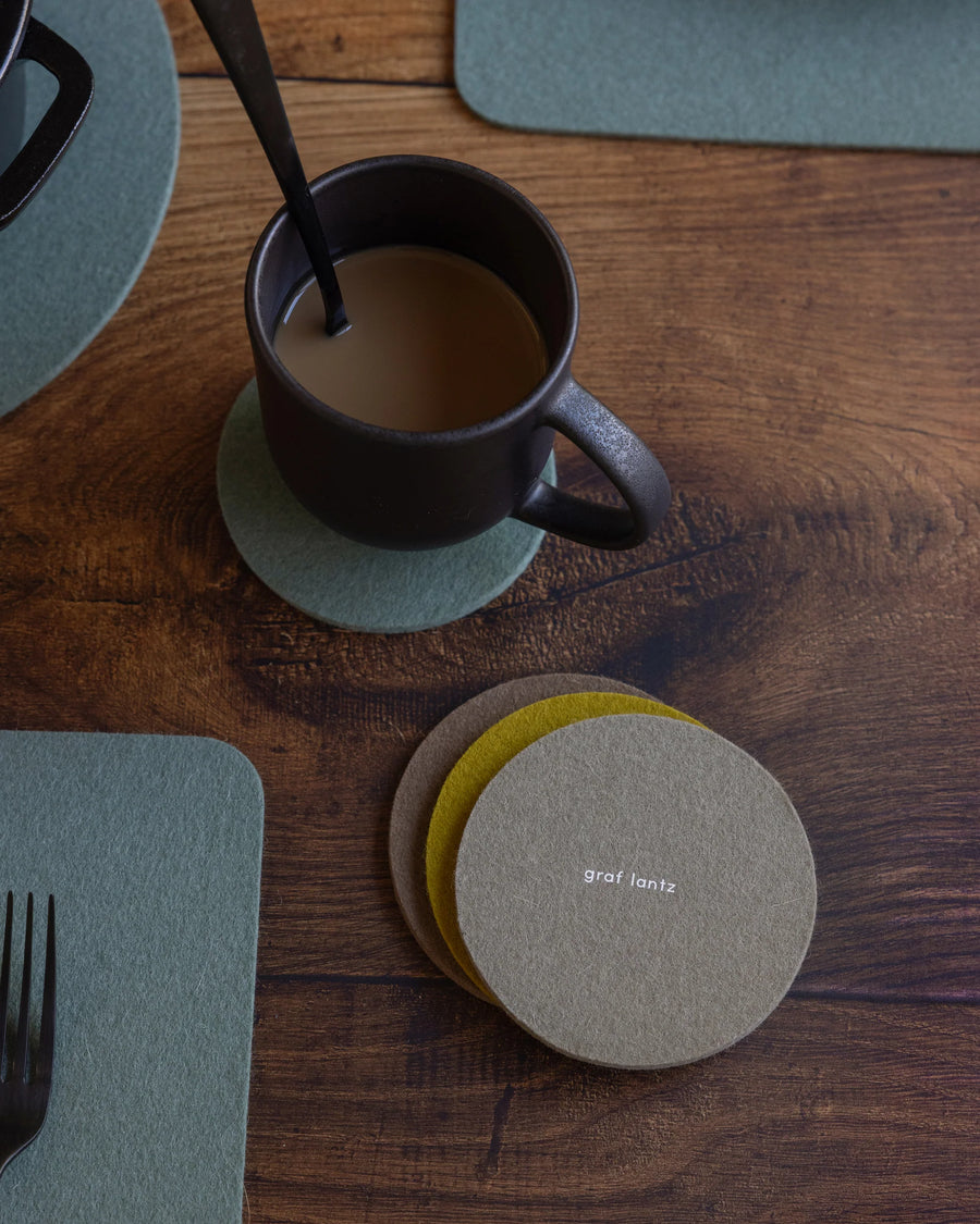Bierfilzl Merino Wool Round Coaster Multi 4 Pack - London Fog