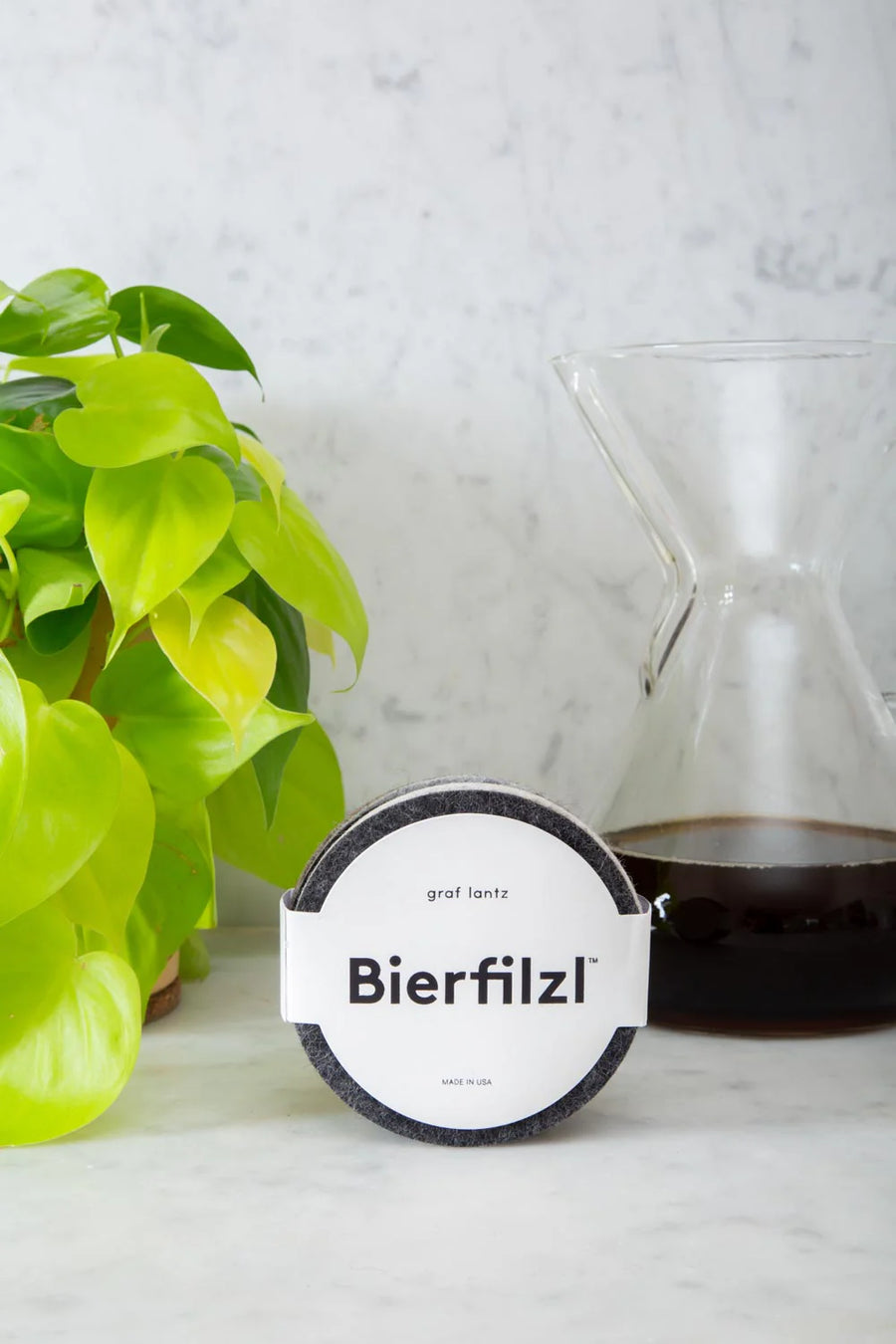 Bierfilzl Merino Wool Round Coaster Multi 4 Pack - Noir