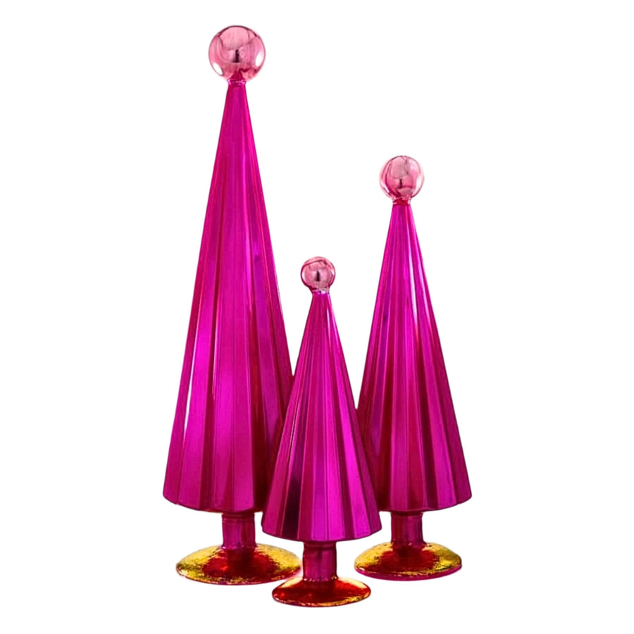 PLEATED TREES- FUCHSIA PINK SET OF 3