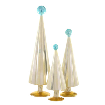 PLEATED TREES- PEARL BLUE SET OF 3