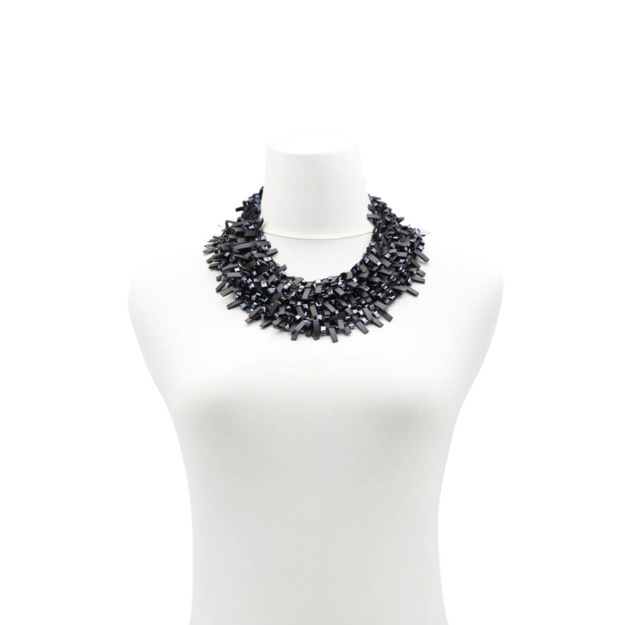 HAND-CROCHETED CRYSTAL AND BEADED NECKLACES - NAVY