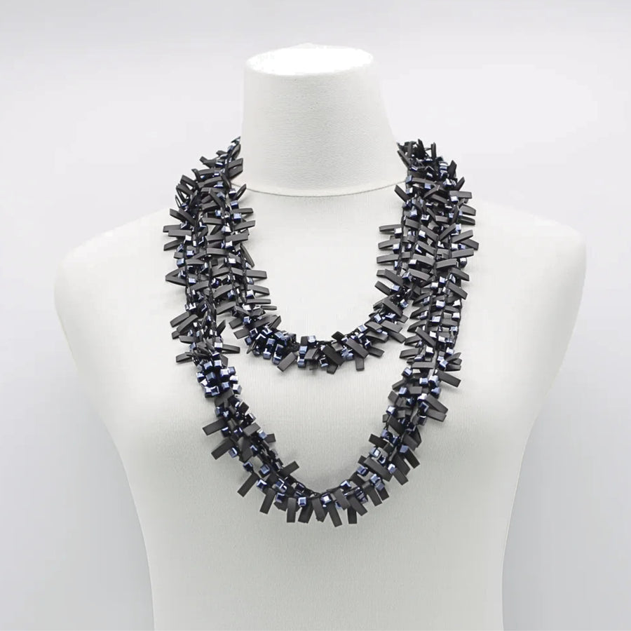 HAND-CROCHETED CRYSTAL AND BEADED NECKLACES - NAVY