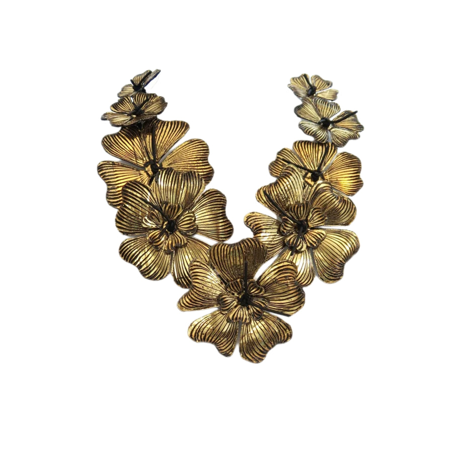 RECYCLED PLASTIC BOTTLES PLUMERIA NECKLACE - GOLD