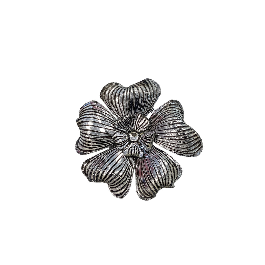 RECYCLED PLASTIC BOTTLES PLUMERIA BROOCH - SILVER