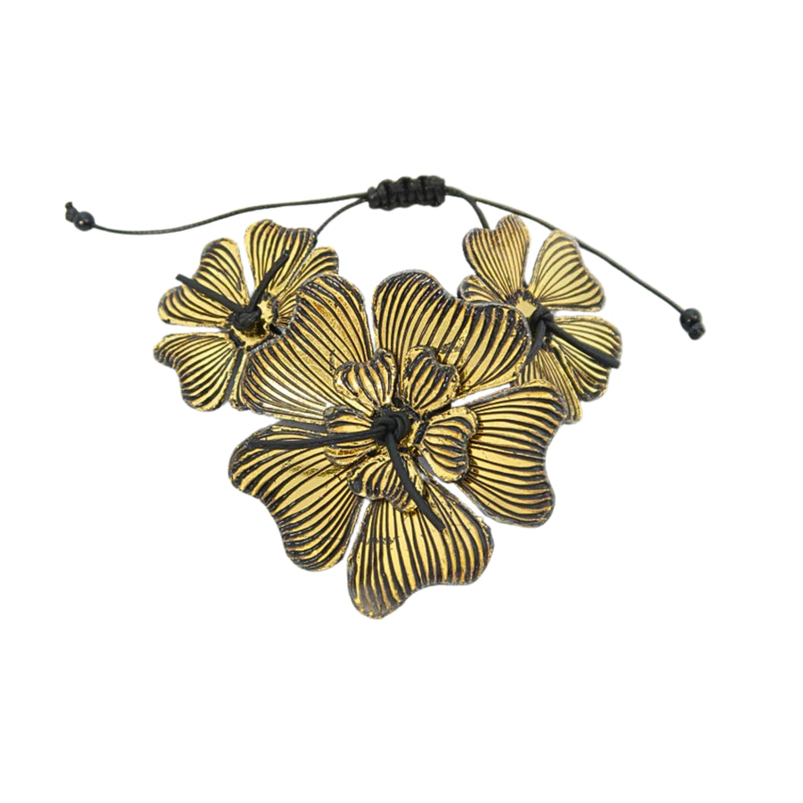 RECYCLED PLASTIC BOTTLES PLUMERIA BRACELET - GOLD