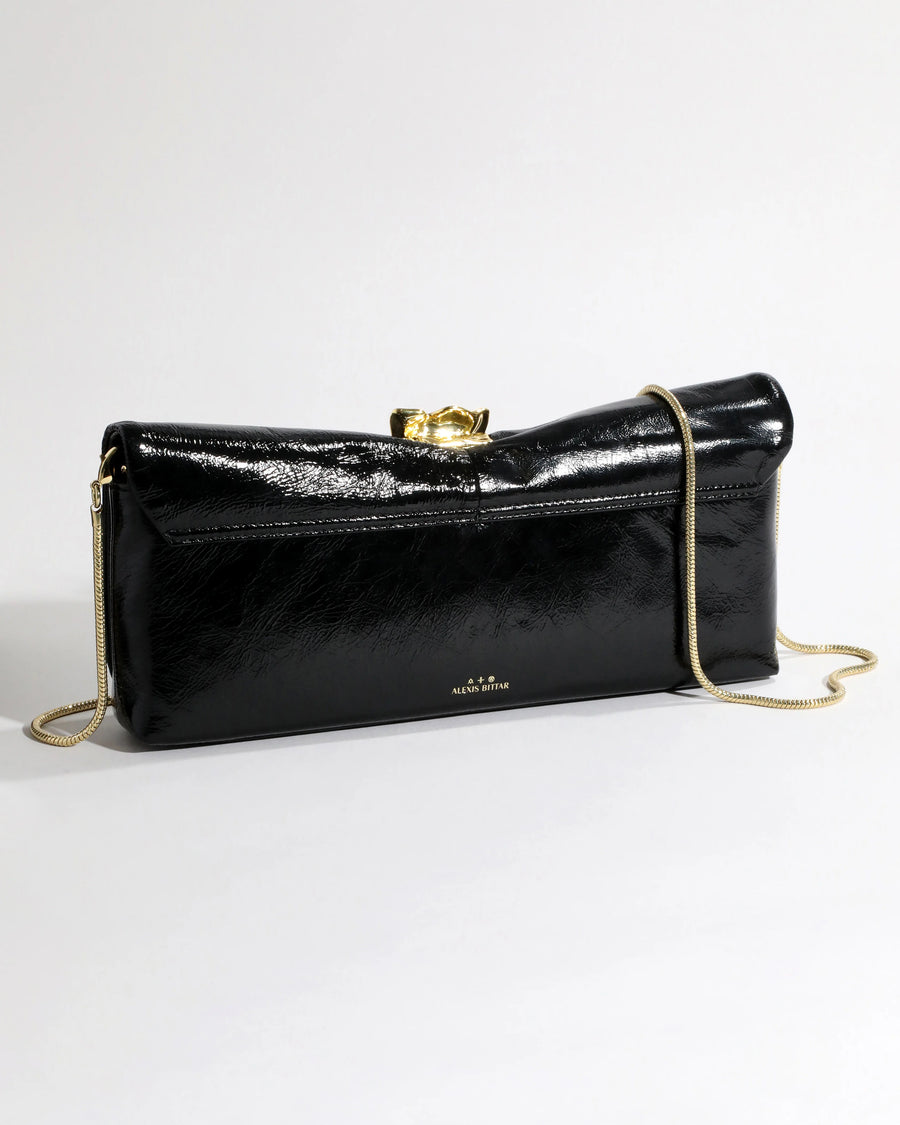 Gold Ribbon Convertible Shoulder Bag- Black