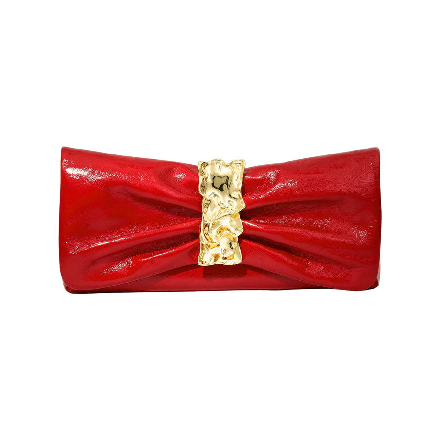 Gold Ribbon Convertible Shoulder Bag- Rouge