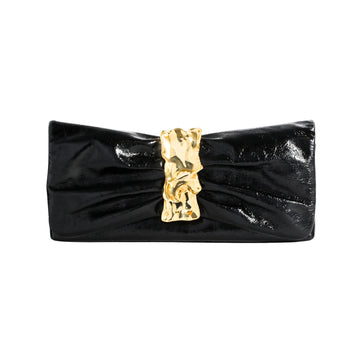 Gold Ribbon Convertible Shoulder Bag- Black