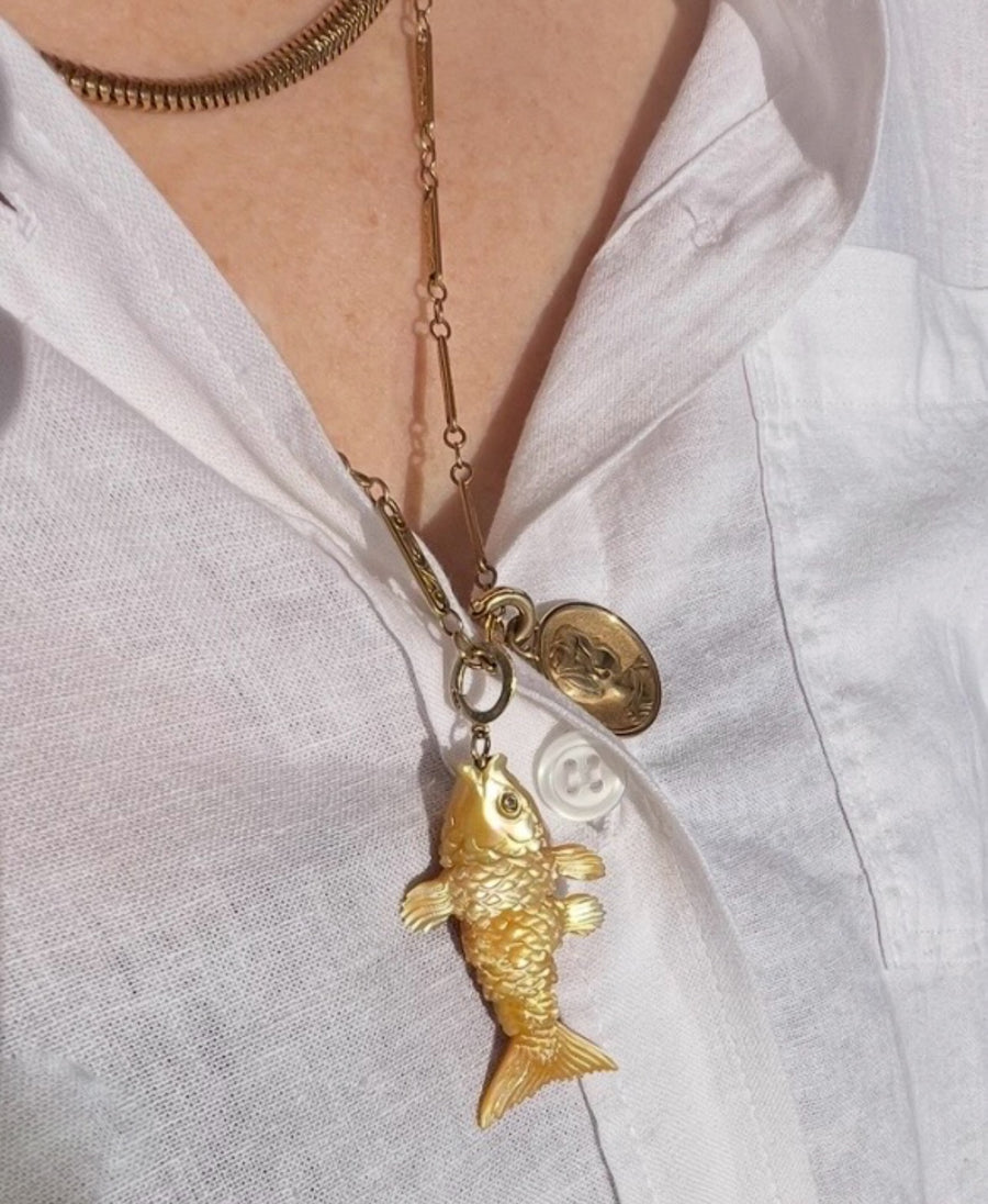 Articulated Fish Gold Mother of Pearl